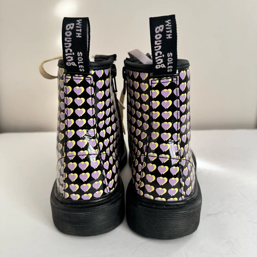 Dr. Martens Junior 1460 Patent Heart Printed Lace Up Boots size 3